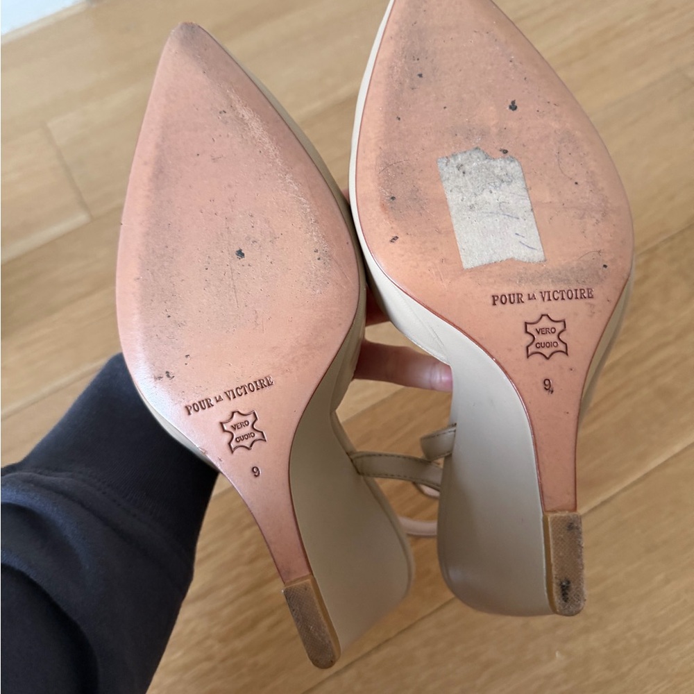 Pour La Victoire Women's Beige Slingback Heels - Picture 9 of 9